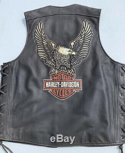 Harley-davidson Mens Légendaire Eagle Gilet En Cuir Grand Distressed