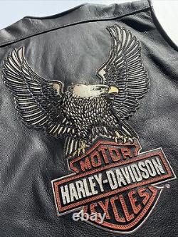 Harley-davidson Mens Legendary Eagle Veste En Cuir 2xl En Détresse