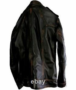 Homme Brown Biker Vintage Moto Détressed Cafe Racer Veste En Cuir