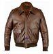 Hommes A-2 Real Leather Brown Aviator Pilot Field Jacket Fly Jacket Bronco Bomber
