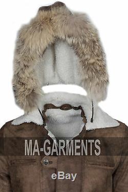 Hommes D'hiver À Capuchon Bane Coay Distressed Veste En Cuir Long Manteau Xs À 5xl