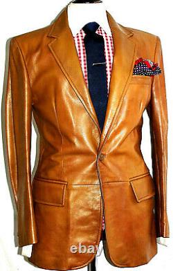 Hommes Hugo Boss Cuir Tan Décontraction Look Costume Style Veste Blazer Manteau 40r