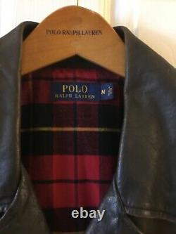Hommes Polo Ralph Lauren Moto Brown Détresse En Cuir Veste M