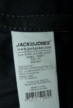 Jack & Jones State Veste En Cuir Taille XL Fits L Slim Fit Creased