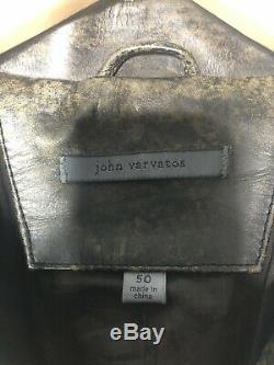 John Varvatos Collection 50 Distressed Brown Veste En Cuir Manteau Cowboy Ranch