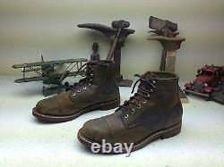 L. L. Bean Chippewa Made In USA Distressed Brown Leather Engineer Boots 10.5 Ee