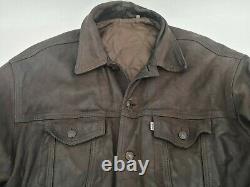 Levi’s Trucker Vintage Distressed Bufalo Leather Jacket Brown XL Levis Western