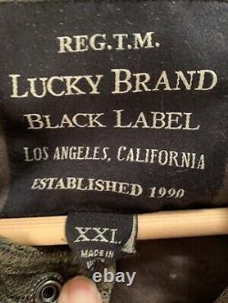 Lucky Brand Veste En Cuir Bonneville Distressed Brown Taille XXL Slim Fit