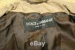 Luxe Dolce & Gabbana Cuir Vieilli En Peau De Mouton En Fourrure De Renard Manteau Veste En Vol