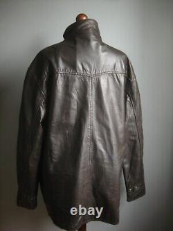Manteau en cuir véritable pour homme, taille XL 46 48, style veste de terrain, doux, délavé et chaud