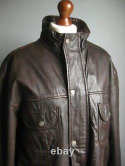Manteau en cuir véritable pour homme, taille XL 46 48, style veste de terrain, doux, délavé et chaud