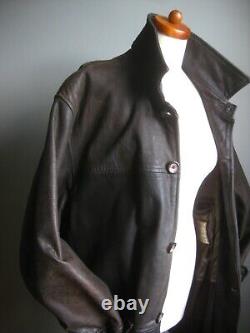 Manteau en cuir vintage usé et abîmé, taille 44 46 48, doux style western, pour homme, taille XL