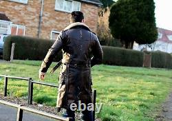 Manteau long en cuir de vachette marron vieilli Elder Maxson Fallout / XS-5X sur mesure