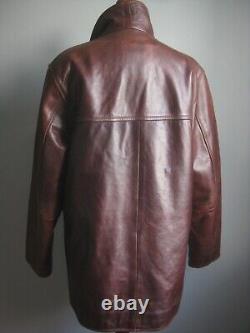 Manteau veste en cuir véritable 40 42 HÉLIUM oxblood vintage détendu usé