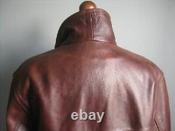 Manteau veste en cuir véritable 40 42 HÉLIUM oxblood vintage détendu usé