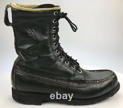 Mens 8 D Vintage Browning USA Green Leather Moc Toe Lace Up Crepe Sole Boots