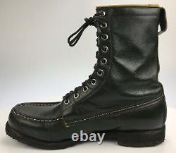 Mens 8 D Vintage Browning USA Green Leather Moc Toe Lace Up Crepe Sole Boots