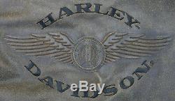 Mens Vintage Harley Veste Facturations Davidson 3xl XXL Brune Tressée En Détresse