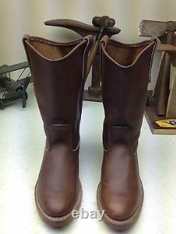 Minty Made In USA Distressed Brown Leather Red Wing 1155 Engineer Boots Taille 6 M