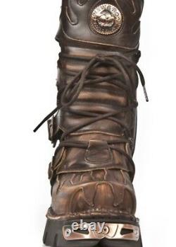New Rocks M-591 S8 Brown Distressed Cuir Reator Bottes Unisexe Goth