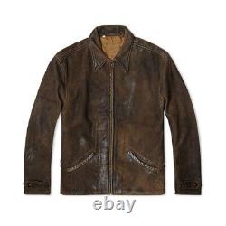 Nouveau blouson en cuir vintage usé marron pour homme Skyfall