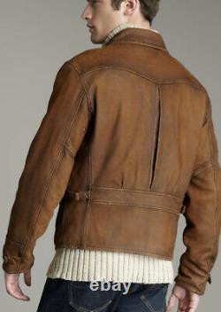 Nouvelle Polo Ralph Lauren Medium Leather Newsboy Jacket Rrl Rugby Indiana Jones Coat