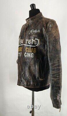 Nouvelle veste Cafe Racer en cuir vieilli et peinte à la main Polo Ralph Lauren, 1399£.