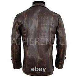 Nouvelle veste en cuir de mouton brun vieilli pour motard style café racer élégant