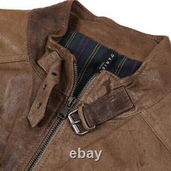 Nwt D’arienzo Modern-fit Distressed Brown Leather Moto Jacket XXL (eu 56)