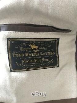 Nwt Polo Ralph Lauren Distressed Veste En Cuir Marron Taille L 1595 $ Pdsf