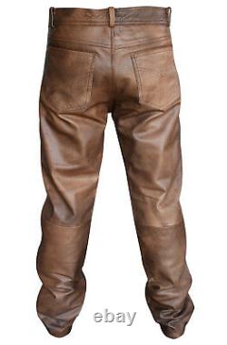 Pantalon Biker Assorti Pour Homme Classic Vintage Brown Leather Diamond Jacket