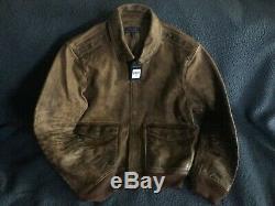 Polo Ralph Lauren Cuir Vieilli A-2 Flight Jacket XXL Nouveau