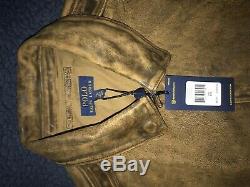 Polo Ralph Lauren Cuir Vieilli A-2 Flight Jacket XXL Nouveau