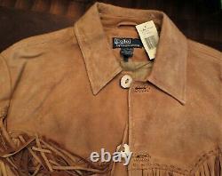Polo Ralph Lauren Deerskin Distressed Fringed Field Western Native Jacket L Hommes