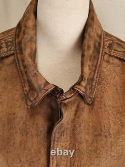 Polo Ralph Lauren Distressed Leather Bomber Jacket Coat Brown 998 $