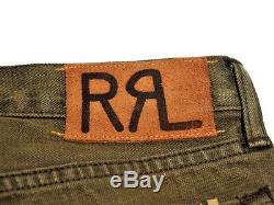 Polo Ralph Lauren Double Rrl Slim Fit Rl Japonais Surpiqué Jeans Olive 360 ​​$ +