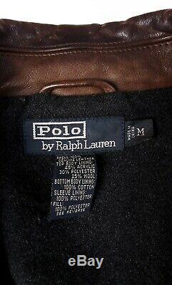 Polo Ralph Lauren Sz M Trench En Cuir Manteau Distressed Ceinture Marron