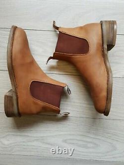 R.m. Williams Boots Rm Vintage Distressed Nubuck Leather Uk 10 Wide Oily Tan