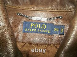 Ralph Lauren Polo Rrl Vtg 1940's Style Brown Leather Vol De Moto Jacket Xs