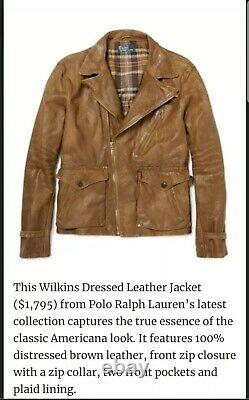Ralph Lauren Polo Wilkins Distressed Leather Mens Moto Jacket Pdsf 1795,00 $