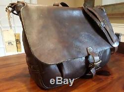 Ralph Lauren Rrl Vintage Distressed Made In Italy Cuir Mailbag Tno Sac