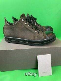Rare Rick Owens Ramones Mens Suede En Cuir Distressed Low Top Chaussures Taille 42.5