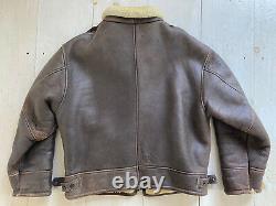 Rare Sawyer De Napa Distressed Lambskin Leather Shearling Bomber Jacket Coat XL