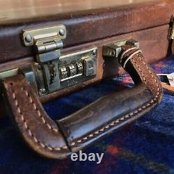 Rare Vintage 1980 États-unis Distressed Leather Hardside Macbook Briefcase Bag R$898