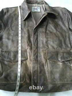 Rare Vintage Indiana Jones Leather Jacket Large 1920s Style Distressé
