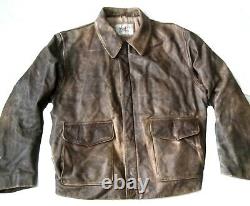 Rare Vintage Indiana Jones Leather Jacket Large 1920s Style Distressé