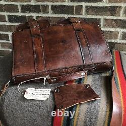 Reederang Vintage 1970s Handmade Distressed Leather Macbook Briefcase Bag R$998
