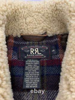 Rrl Ralph Lauren Grande Veste En Cuir Brun Polo Shearling Fur Coat XL Hunting