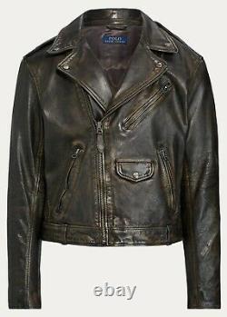 Rrl Ralph Lauren Leather Moto Brown Biker 1940's Jacket Homme M Medium Rrl