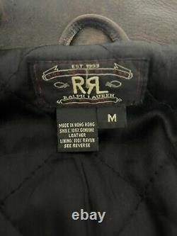 Rrl Ralph Lauren Veste Cowboy Moyen En Cuir Moto Ranch Rugged Vtg Polo